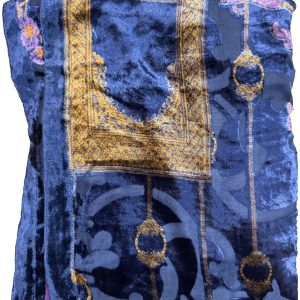 J. Palachi Shawl — Navy Blue Velvet with Gold Jamawar Border (Befresh)