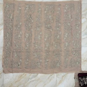 Thread and Motif Skin Color Luxury Embroidered Chiffon Unstitched Ghaghra Choli, Wedding & Party Wear, Grade A
